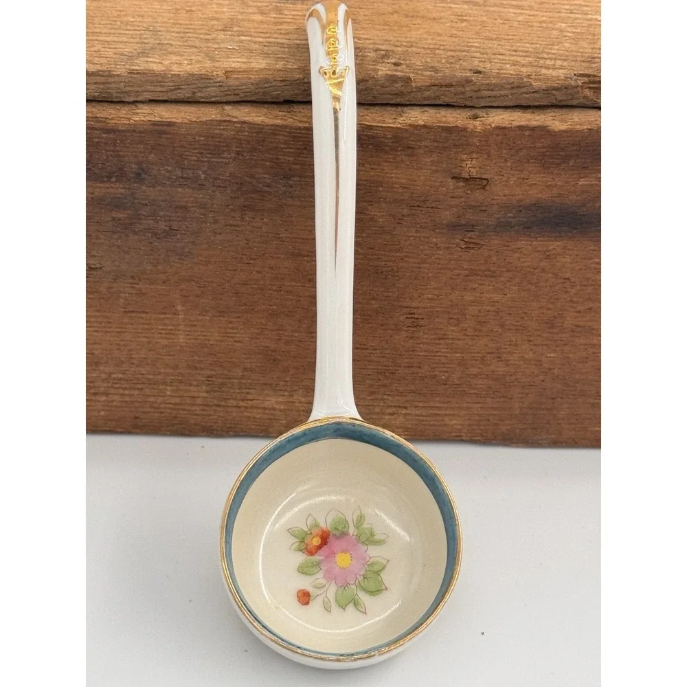 Noritake Hand Painted‎ Footed Bowl w/Ladle Floral Gold Trim Japan Set Vintage